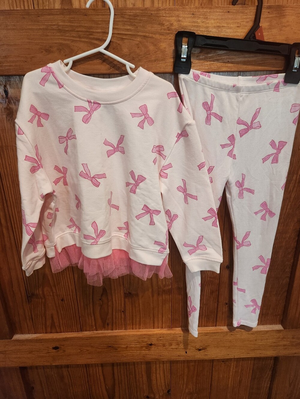 Angel Dear White and Pink Bow Print Set with Tulle Trim